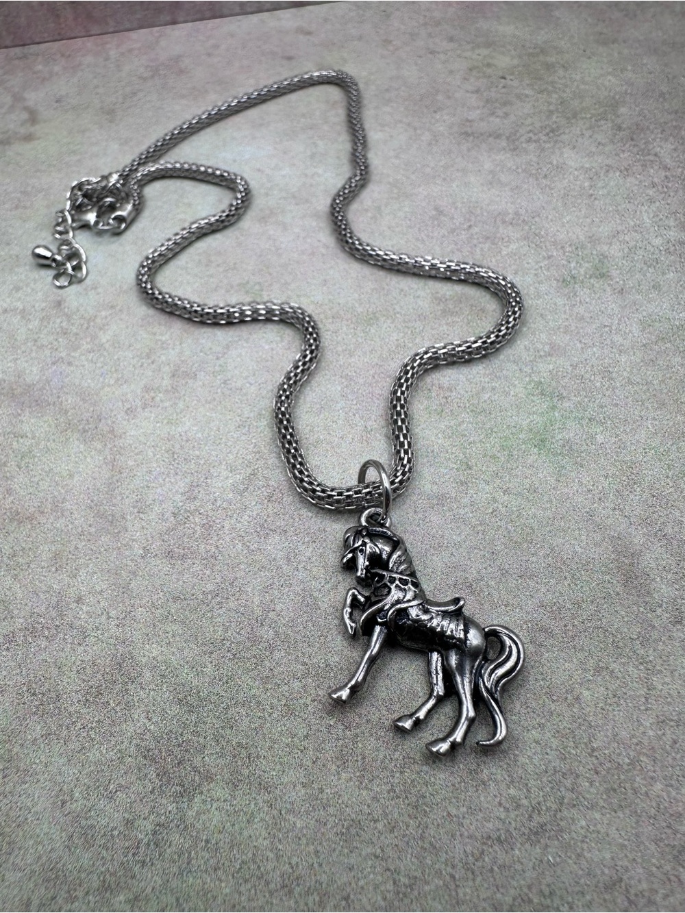 Sterling-Color Horse Pendant Necklace